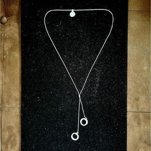 Silver tone fine chain adjustable lariat